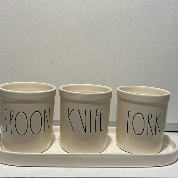 Rae Dunn Dining Rae Dunn Four Piece Utensil Holder With Tray Poshmark